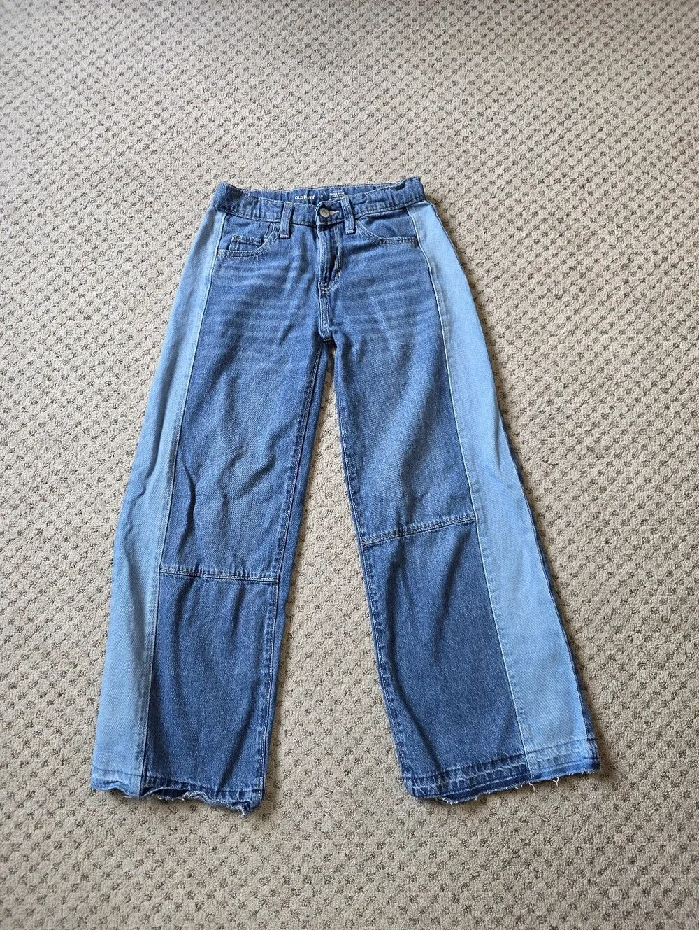 Old Navy High Rise Super Baggy Two-Tone Blue Wide-Leg Jeans